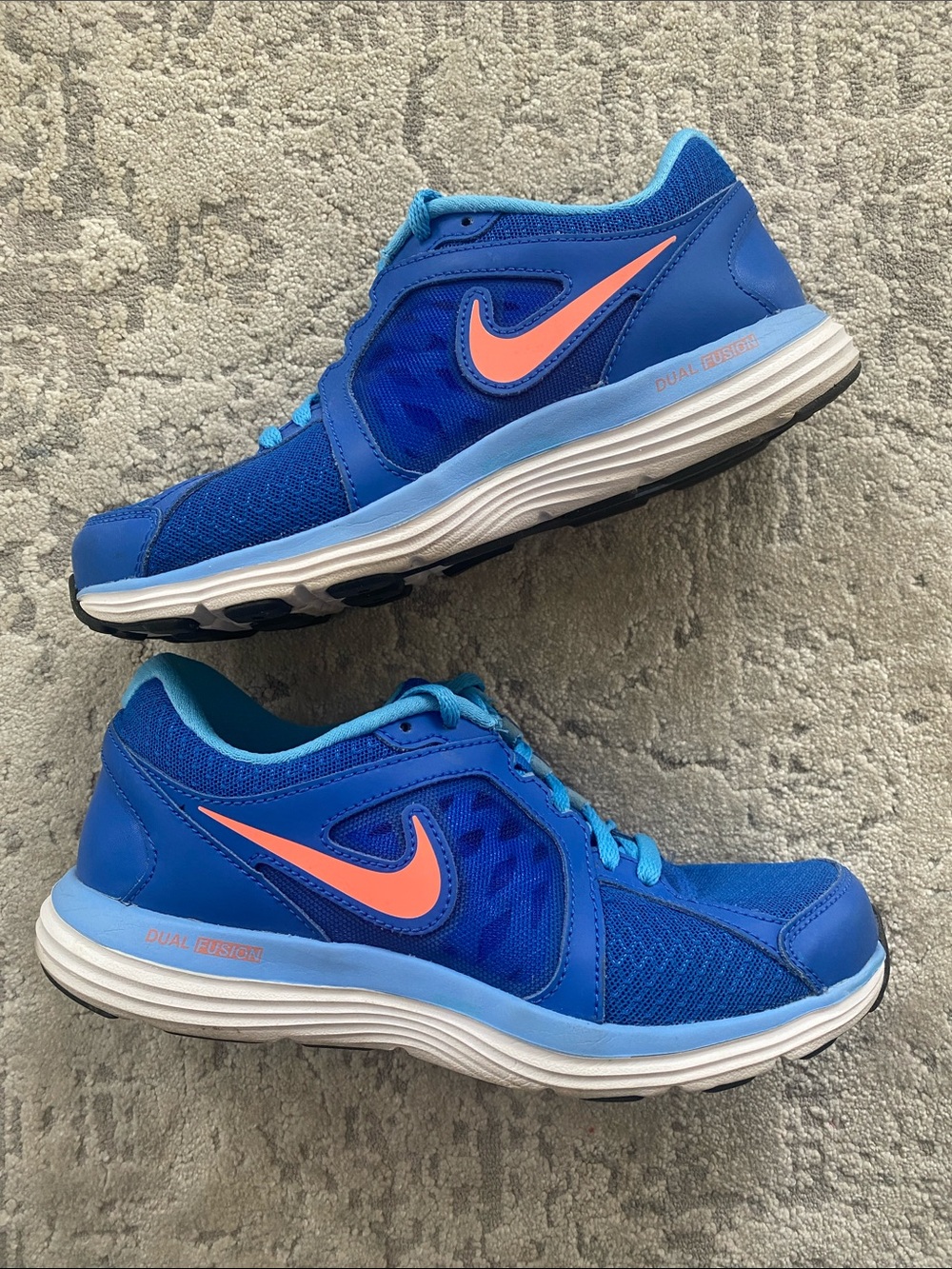 Nike Bright Blue Sneakers with Orange Swoosh